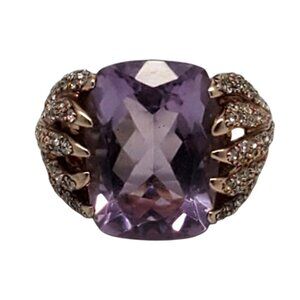 Sonia Bitton Sterling Silver Rose Gold Plated Purple Stone Ring Size 8 #22638